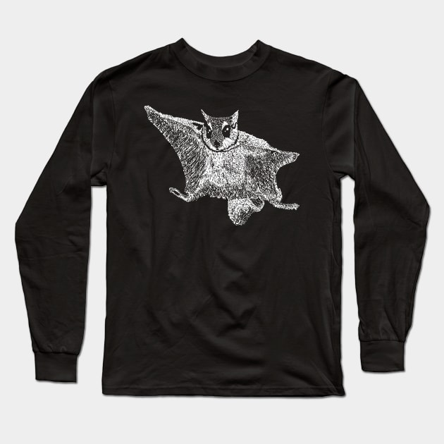 Flying Squirrel Art Long Sleeve T-Shirt by Get Hopped Apparel